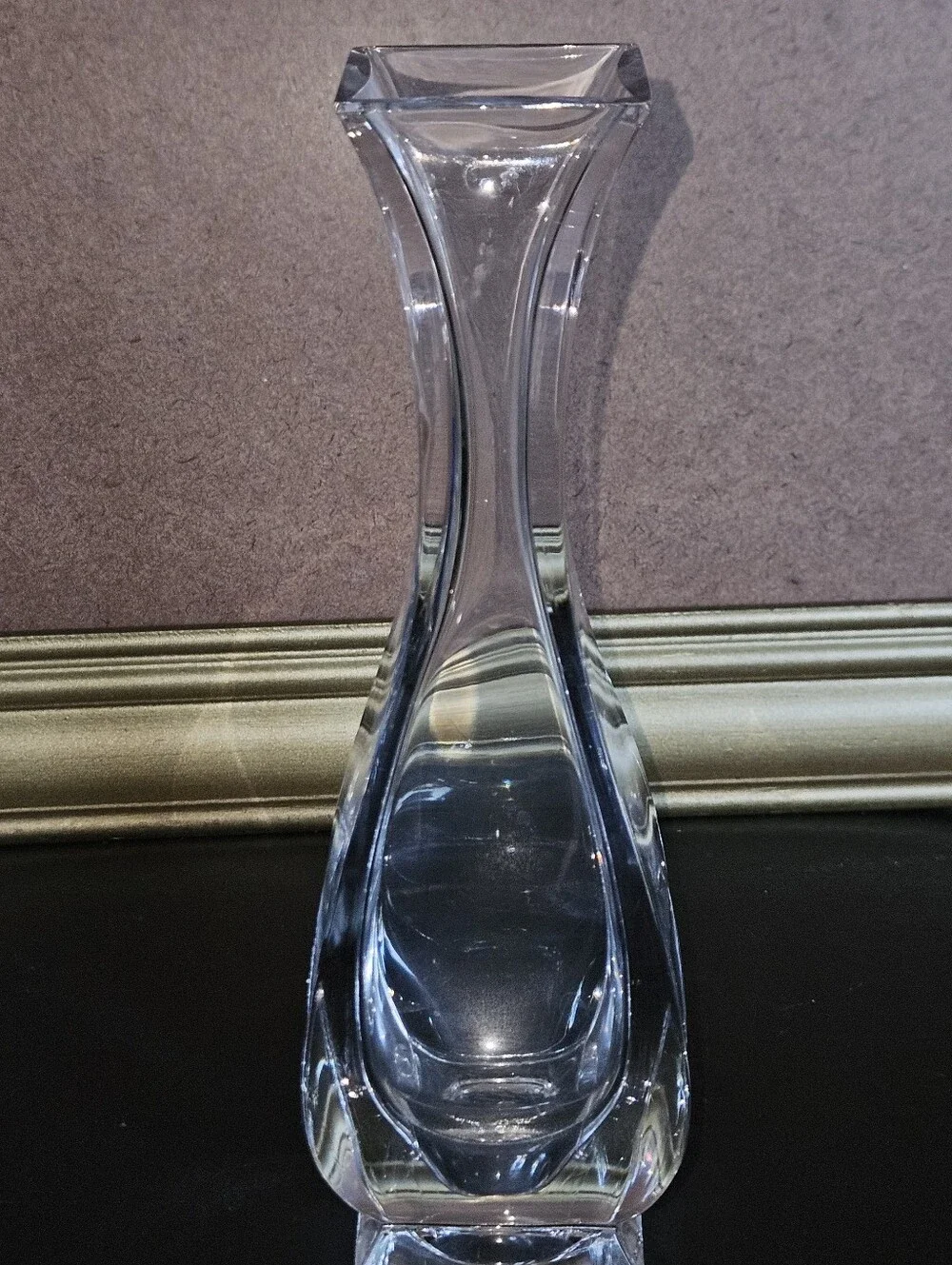 Vintage Clear Crystal Glass Heavy Sculptural Vase - Elegant Home Accent